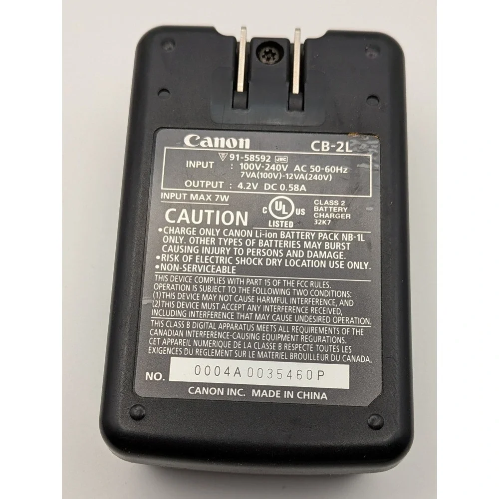 Canon Battery Charger CB-2L OS Black Good Untested NB-1L Compatible